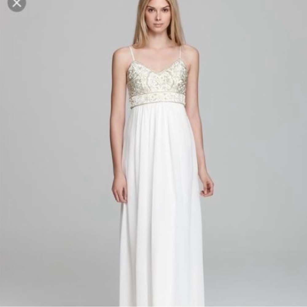 Sue Wong  Grecian White Beaded Elegant Evening Gown, Size XS - Picture 2 of 16